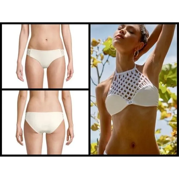 💕MIKOH💕 Macrame Woven Bikini Set Bone Small NWT - Image 2