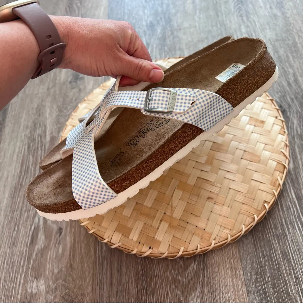 Birki’s by Birkenstock blue gingham‎ sandals Size 10 - Image 4
