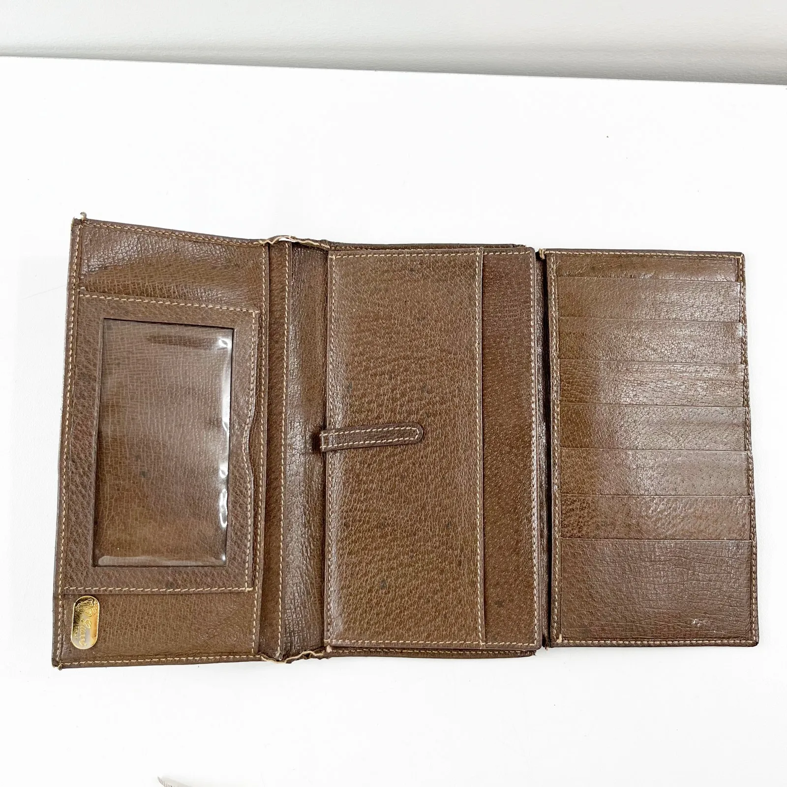 Gucci Vintage GG Supreme Web Long Trifold Wallet French Purse Brown - Image 6