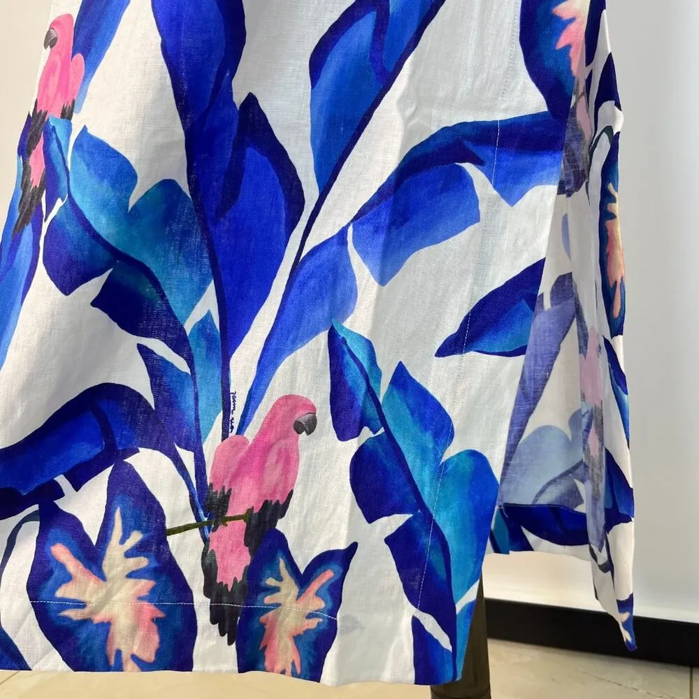 NWOT FARM RIO Linen Off-White Blue Foliage Maxi Dress Size L - Image 10