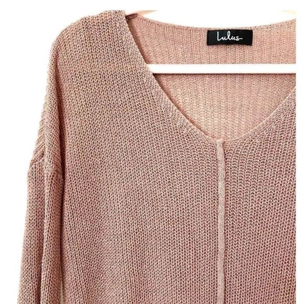 LULUS V-Neck Loose‎ Fit Sweater Sz Sm - Image 3