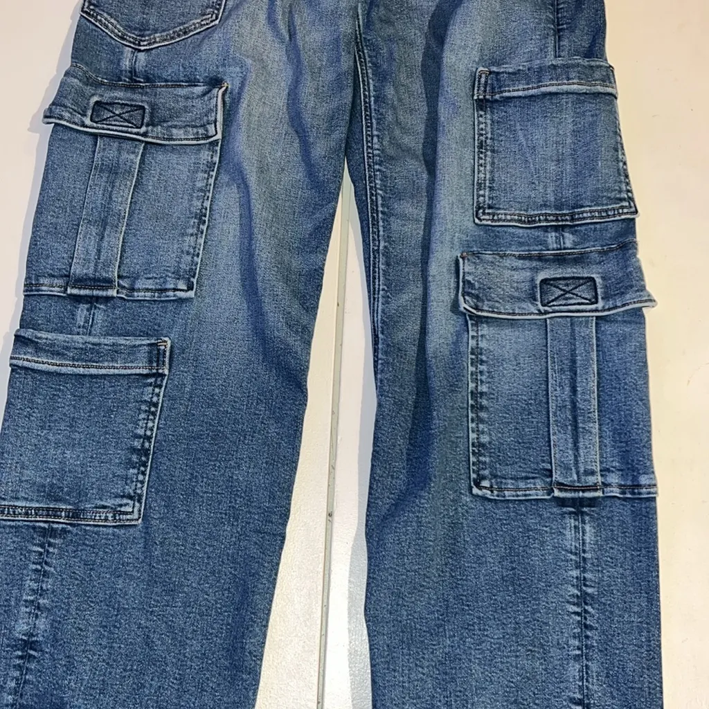 American Eagle Super high rise baggy straight Blue Cargo Jeans - Image 3