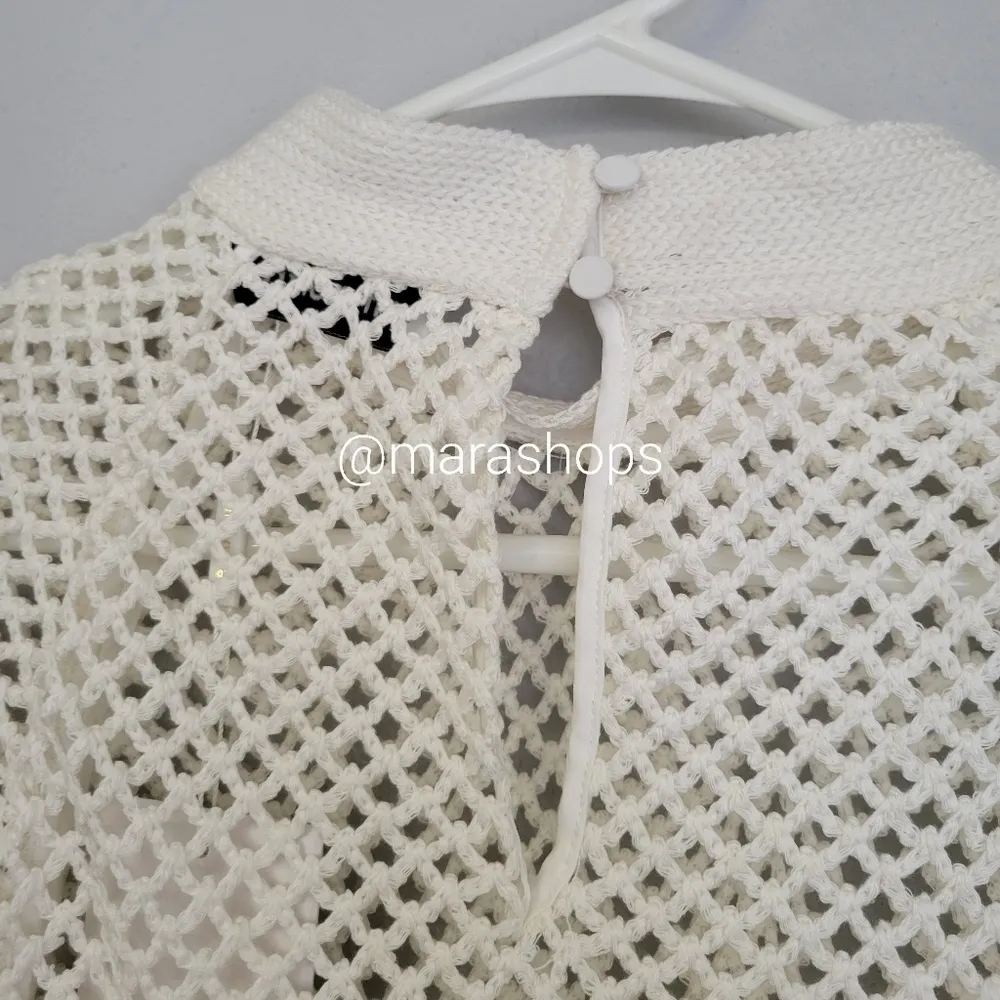 Self Portrait Ivory High Neck Crochet Top - Image 5
