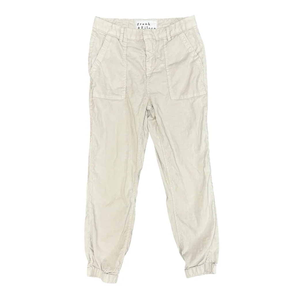 Frank & Eileen Jameson Utility Joggers Cropped Pants Linen Blend Cream 6 - Image 5