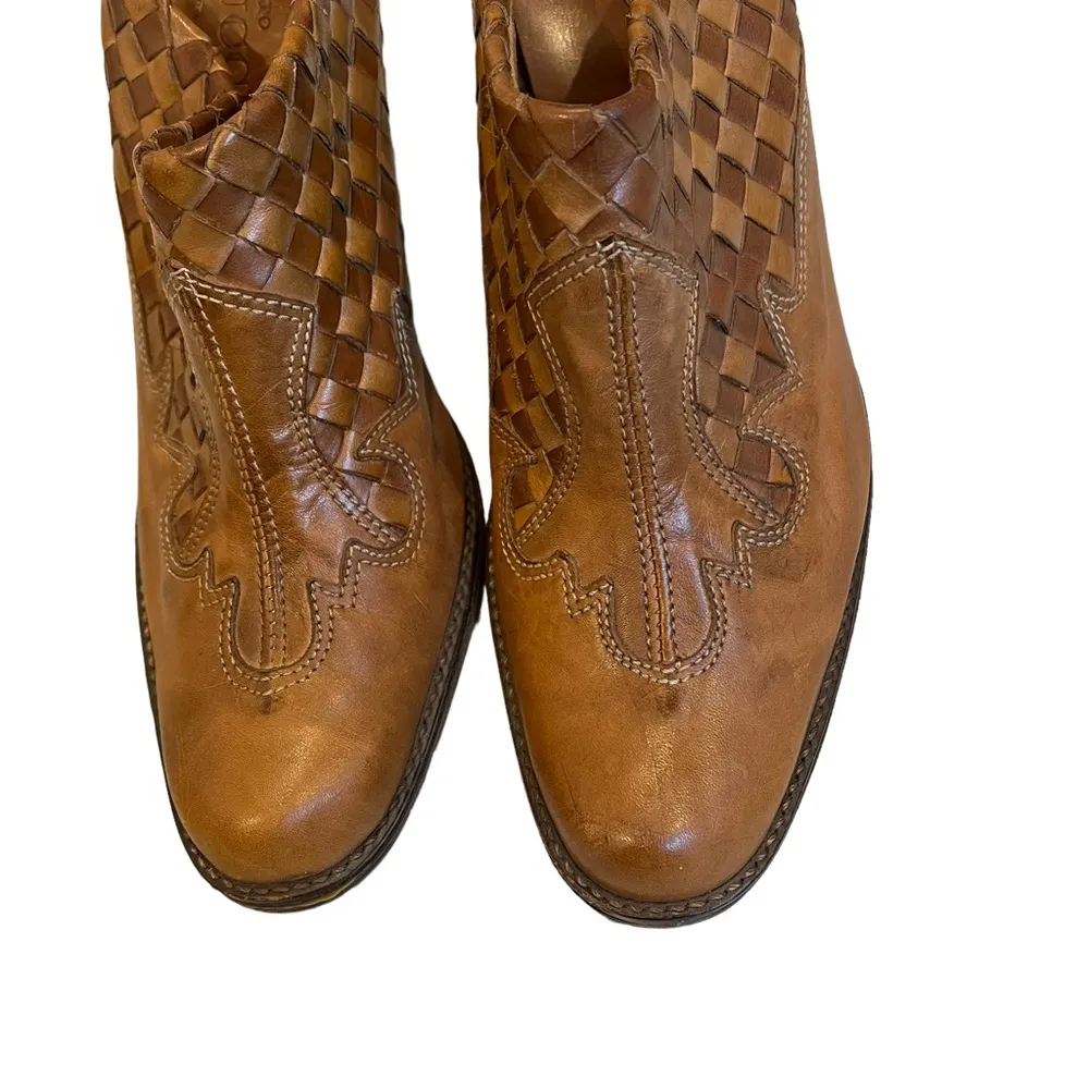 Sesto Meucci Leather Braided Heeled Western Mules - Image 5