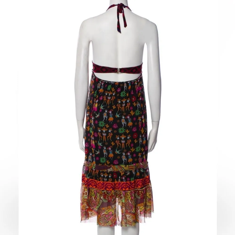 Agua Bendita Day‎ of the Dead Halter Midi Dress Small - Image 2