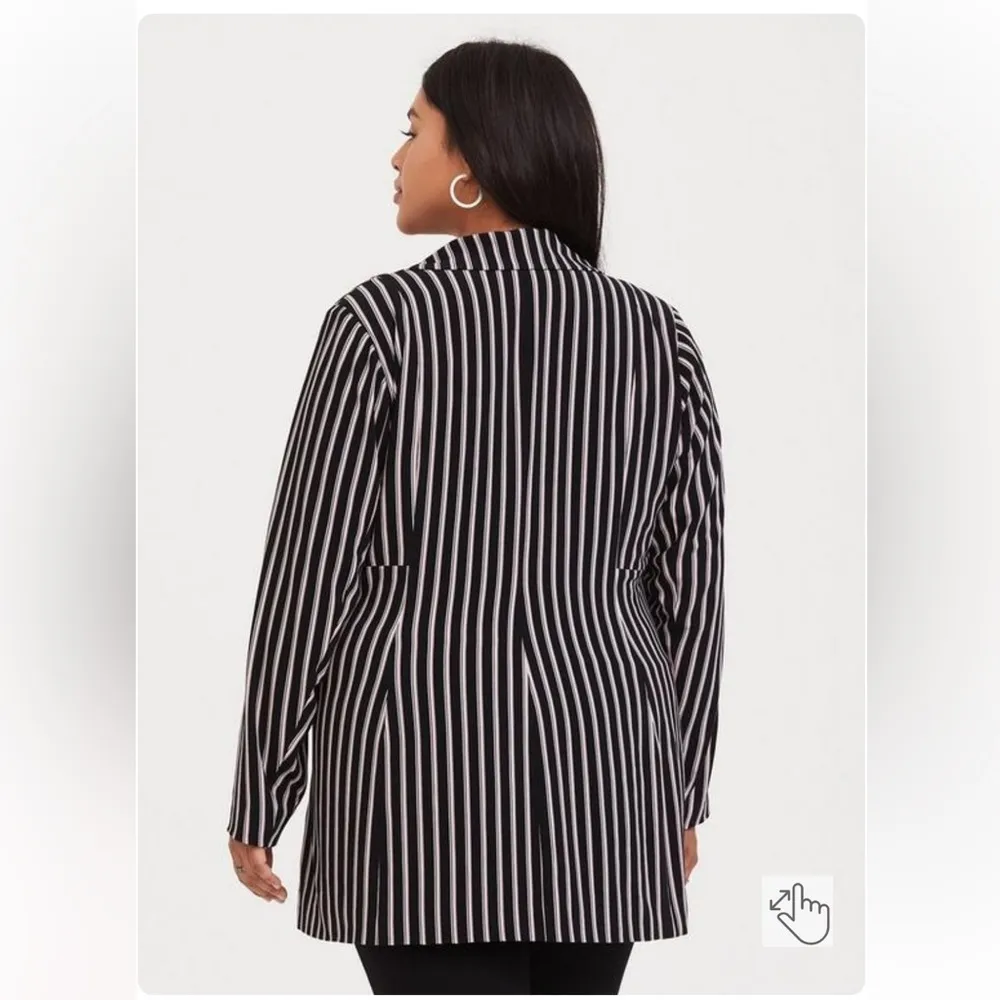 Torrid Studio Crepe Longline Blazer Fully Lined Stripped Sz 3 - Image 4