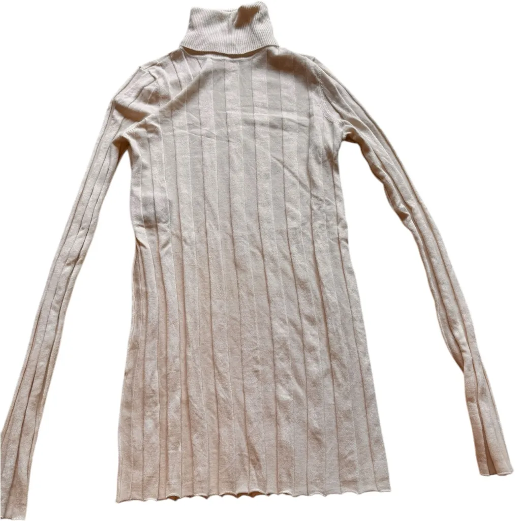 Derek Lam Wide Rib Cashmere Turtleneck Sweater Ivory Oatmeal As Seen on TV EUC - Image 4