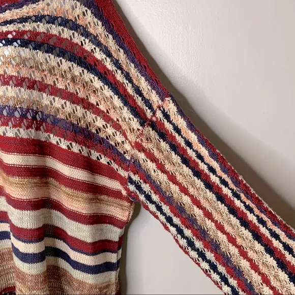 Umgee‎ Boho Oversized Red Stripe Crochet Sweater Size 1X - Image 12