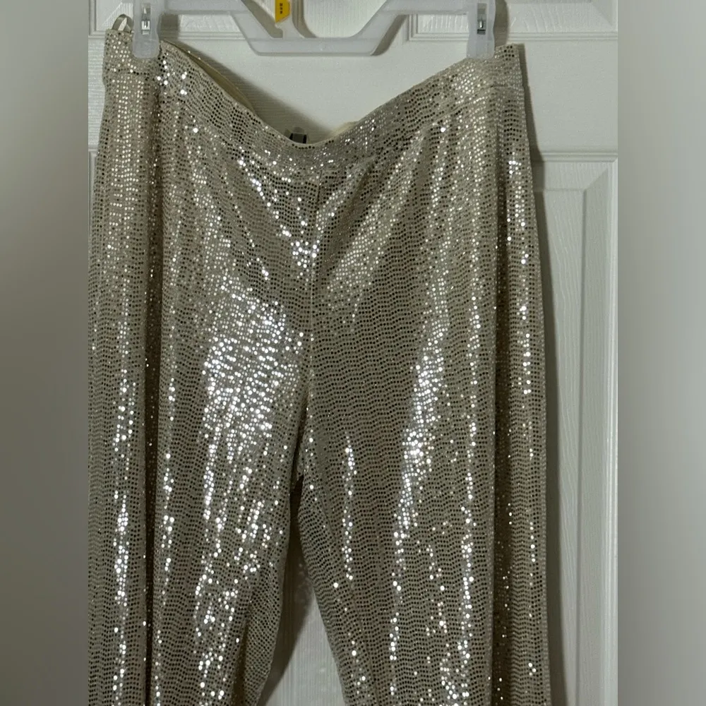 AK ANNE KLEIN WOMENS PETITE Silver Sequin PULL ON Pant NWT - Image 5