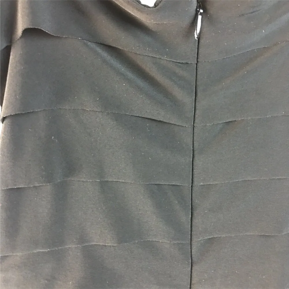 Little Black Evening Dress Evan Picone Tier Straps Mid Thigh Length Size 8 u - Image 5