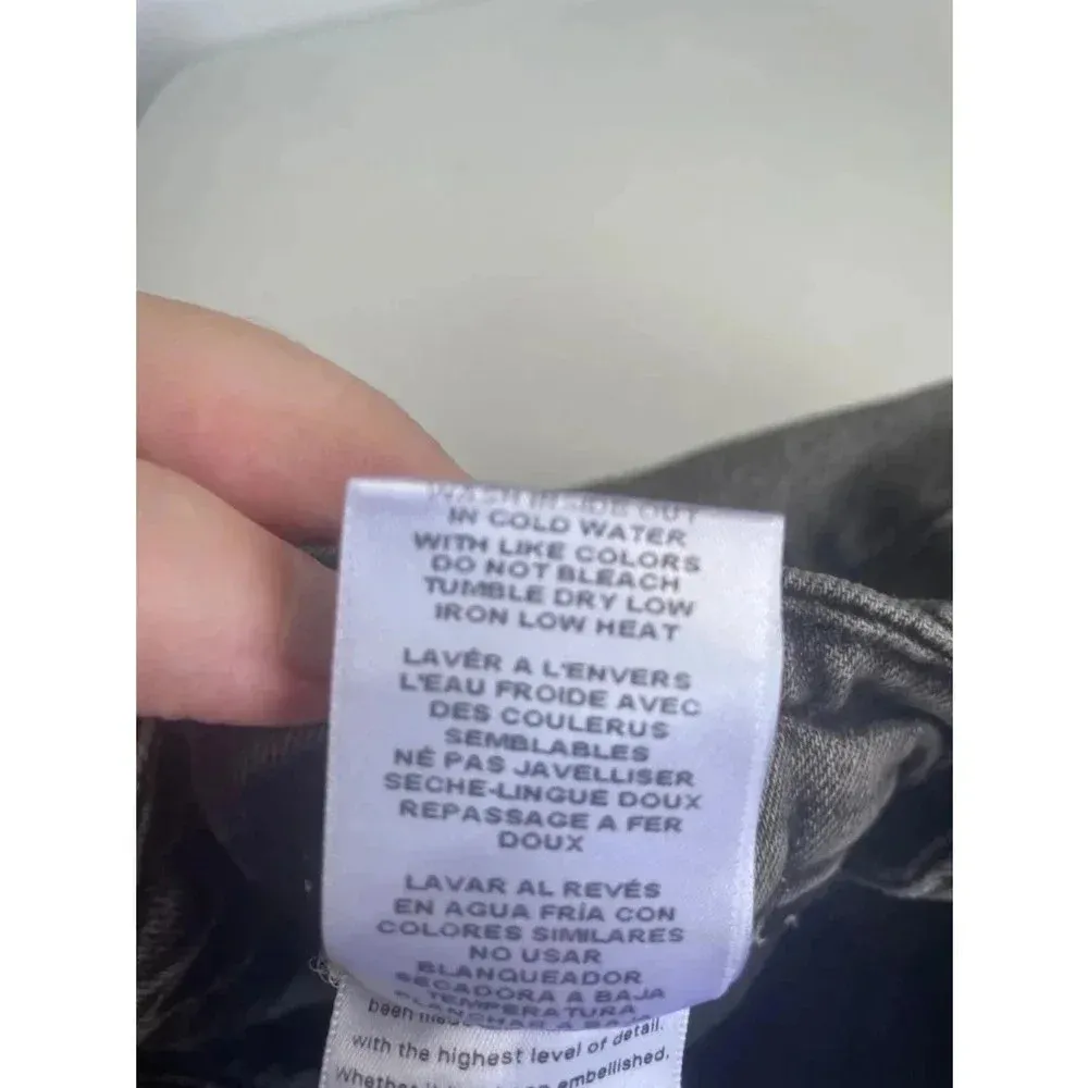 Good American 0/25 Good Curve Black Straight‎ Twist Front Slit Jeans Womens 0206 - Image 12