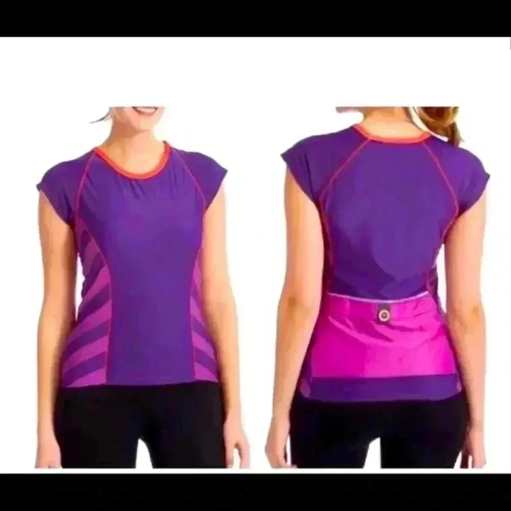 MOXIE Cycling Medium Iris Color Block Print Tee NEW
NWT - Image 5