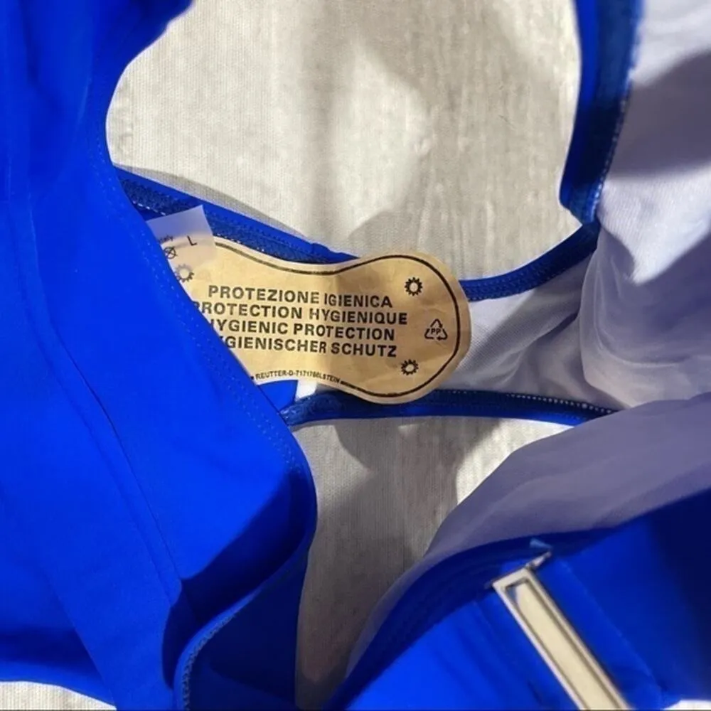 Blue Bikini Large One Shoulder French Cut High Leg Belt Bottom Vibrant Like New - Image 7