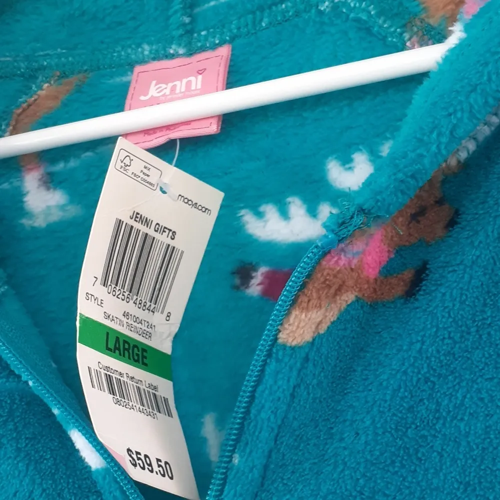 Jenni Skating Reindeer Print Fleece Onesie SIZE L - Image 5