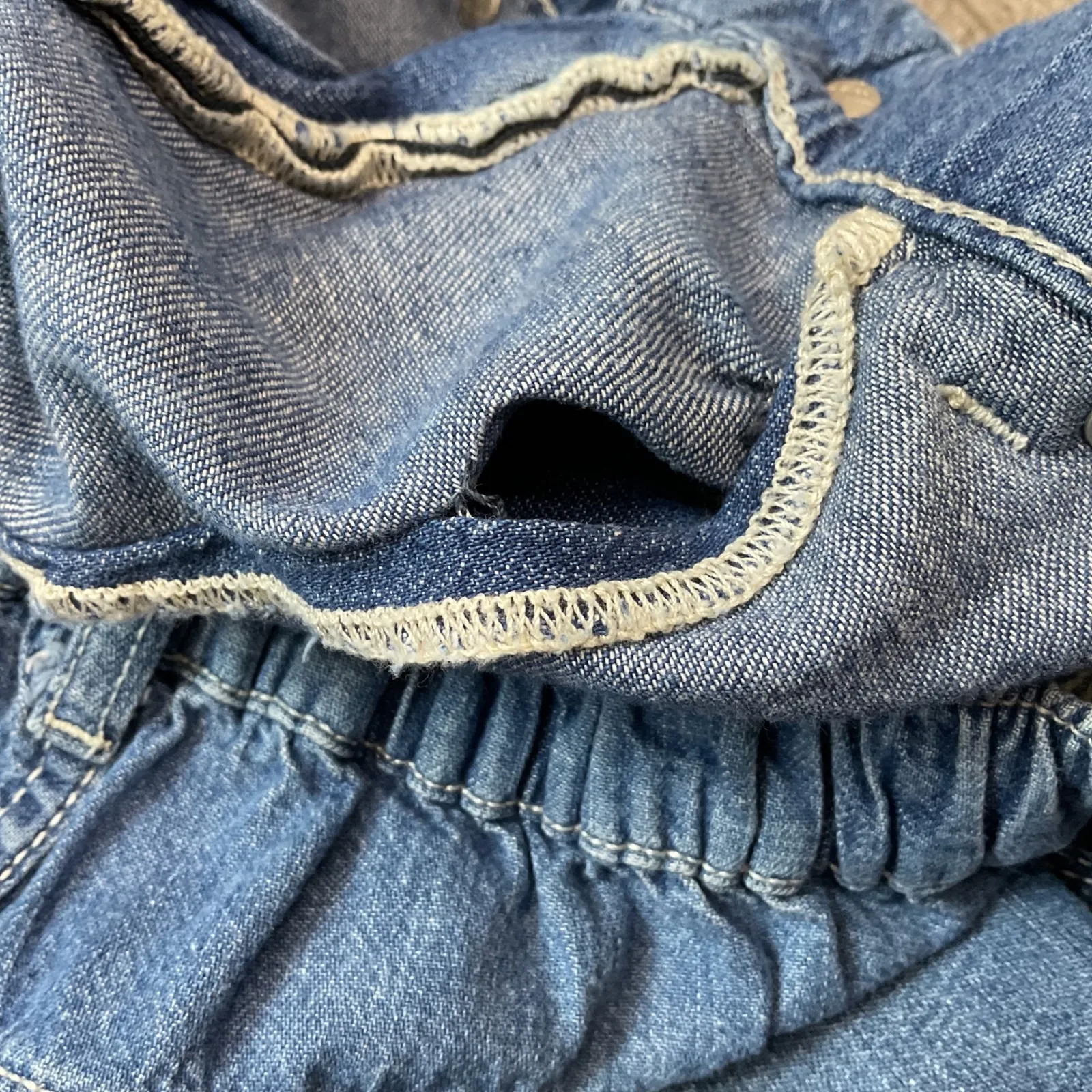 Free People Chloe Baby Barrel Jeans Womens Size Small Distressed Ripped Blue - Image 8