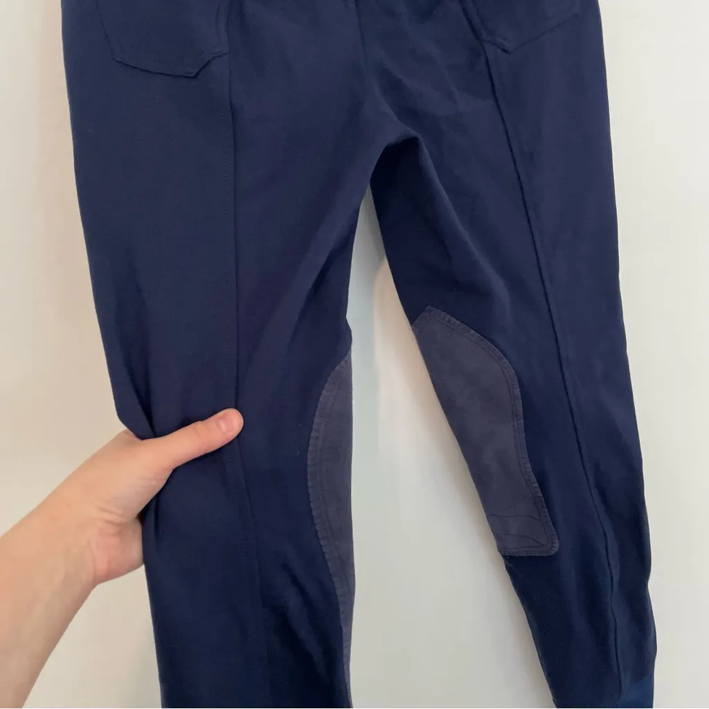 HR FARM Horse Riding Suede Breeches Navy Blue Striped Equestrian Pants Horseback Size 32 - Image 14