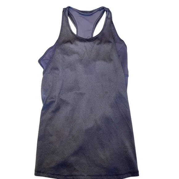 Lululemon Women‎ 4 Pushing Limits Tank Midnight Navy Mesh Overlay Built in Bra - Image 4