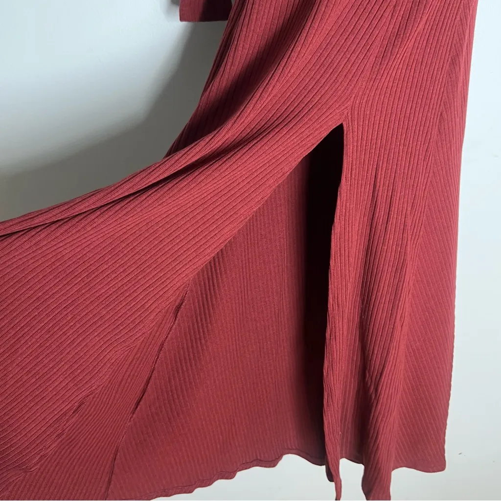 Reformation Banks Knit Rib Midi Dress Chianti Red Sz XS - Image 4