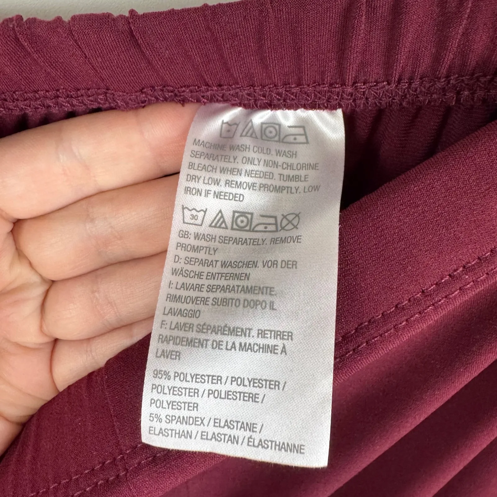 Susan Graver Midi Skirt 2X Burgundy Liquid Knit Stretch Pull On Elastic Waist - Image 5