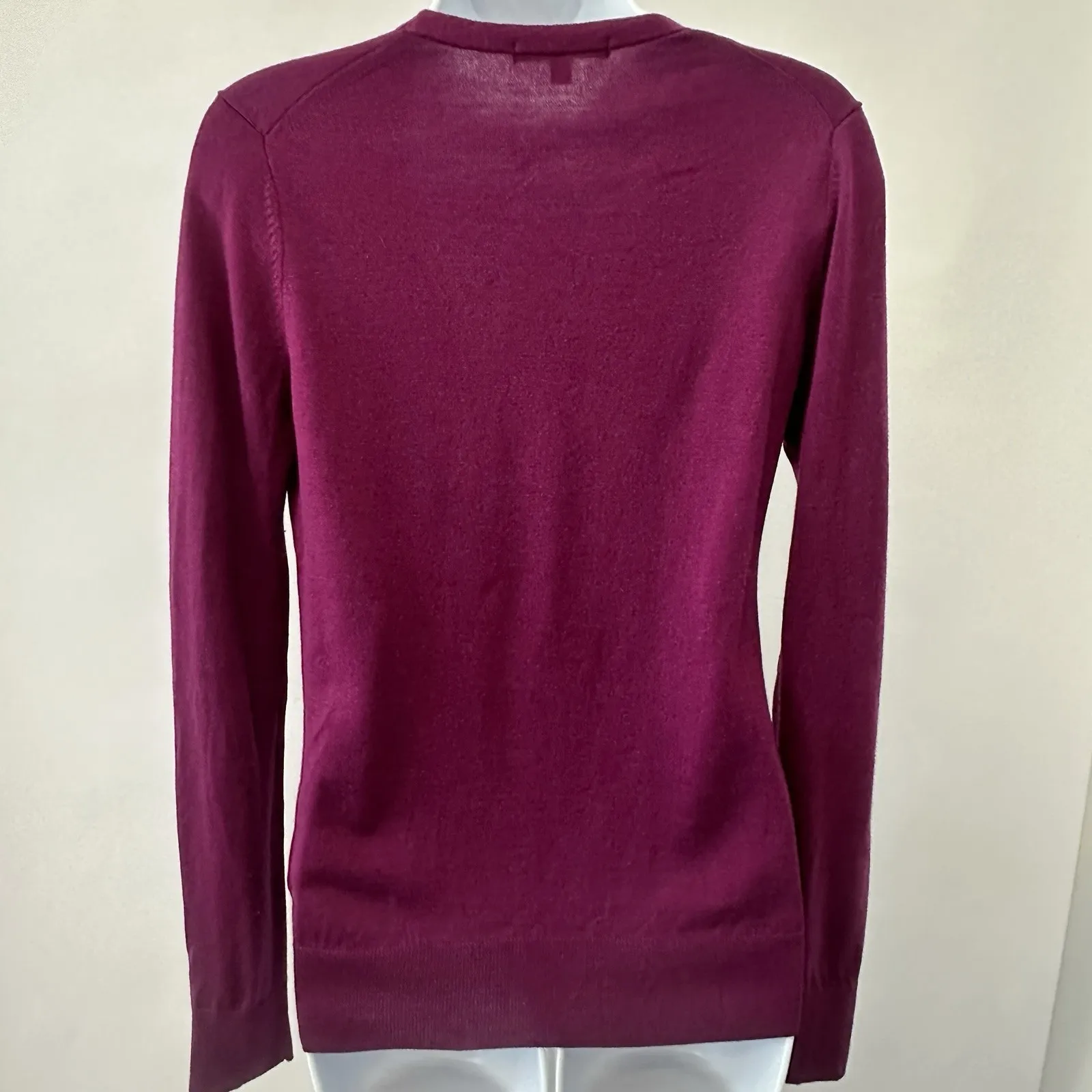 Uniqlo Fuchsia Women's Wool Knit Cardigan Long Sleeve, Sz: S (b34) - Image 2