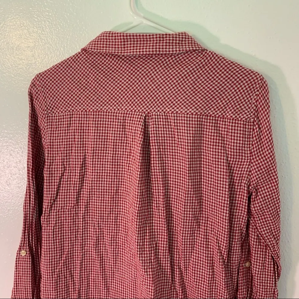 Velvet Heart Button Down Shirt Red White Gingham - Image 11