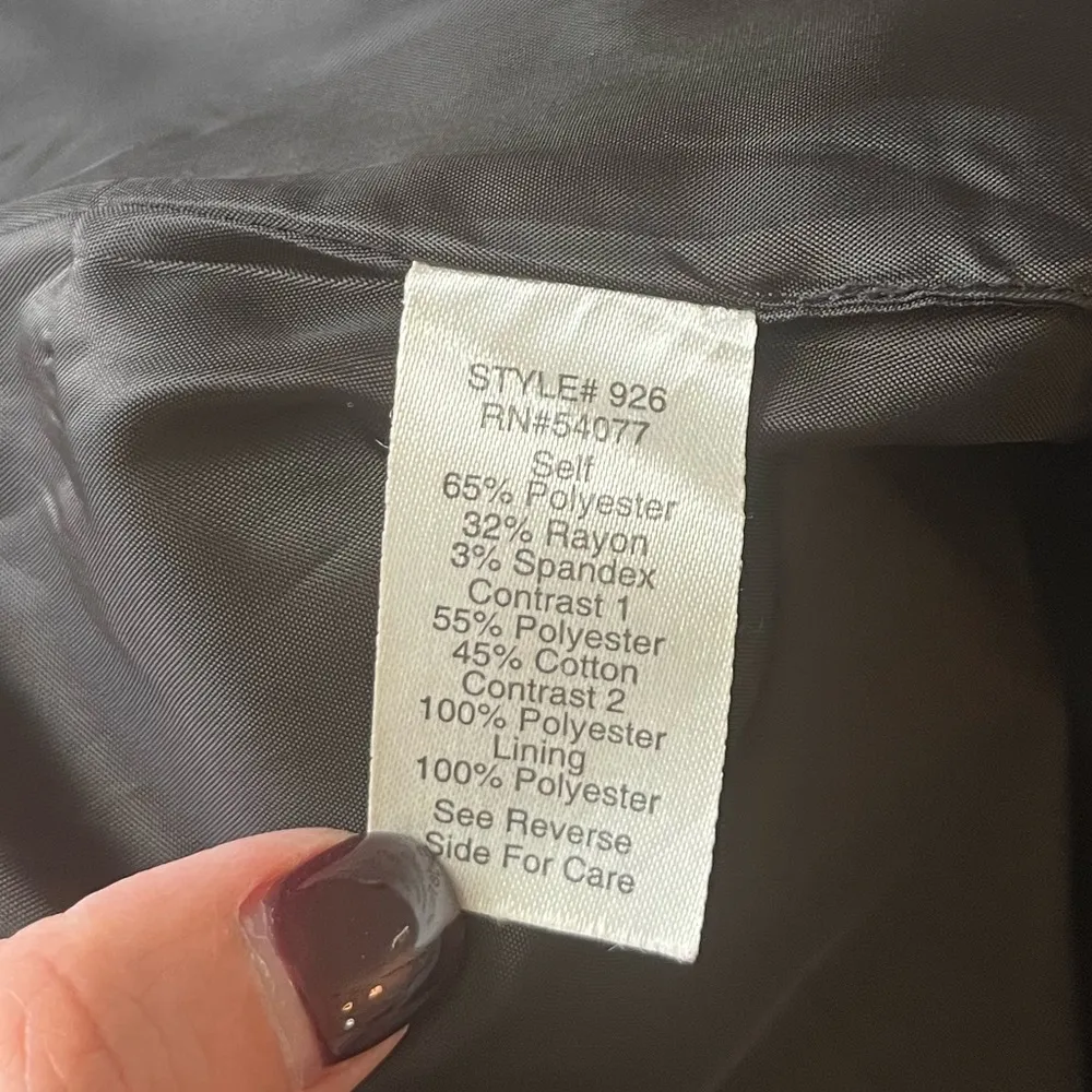 CAbi #926 Stretch Textured Asymmetrical Hem Button Wrap Mini Skirt Black sz M - Image 3