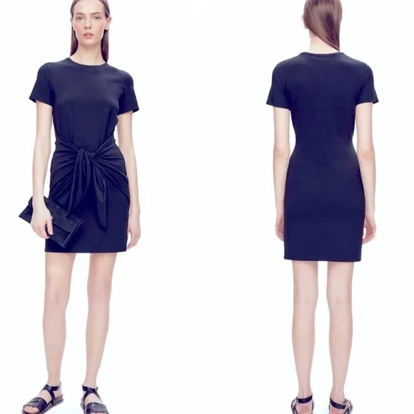 Theory Dakui-Persina Navy Tie Front Tee Shirt Dress - Image 2