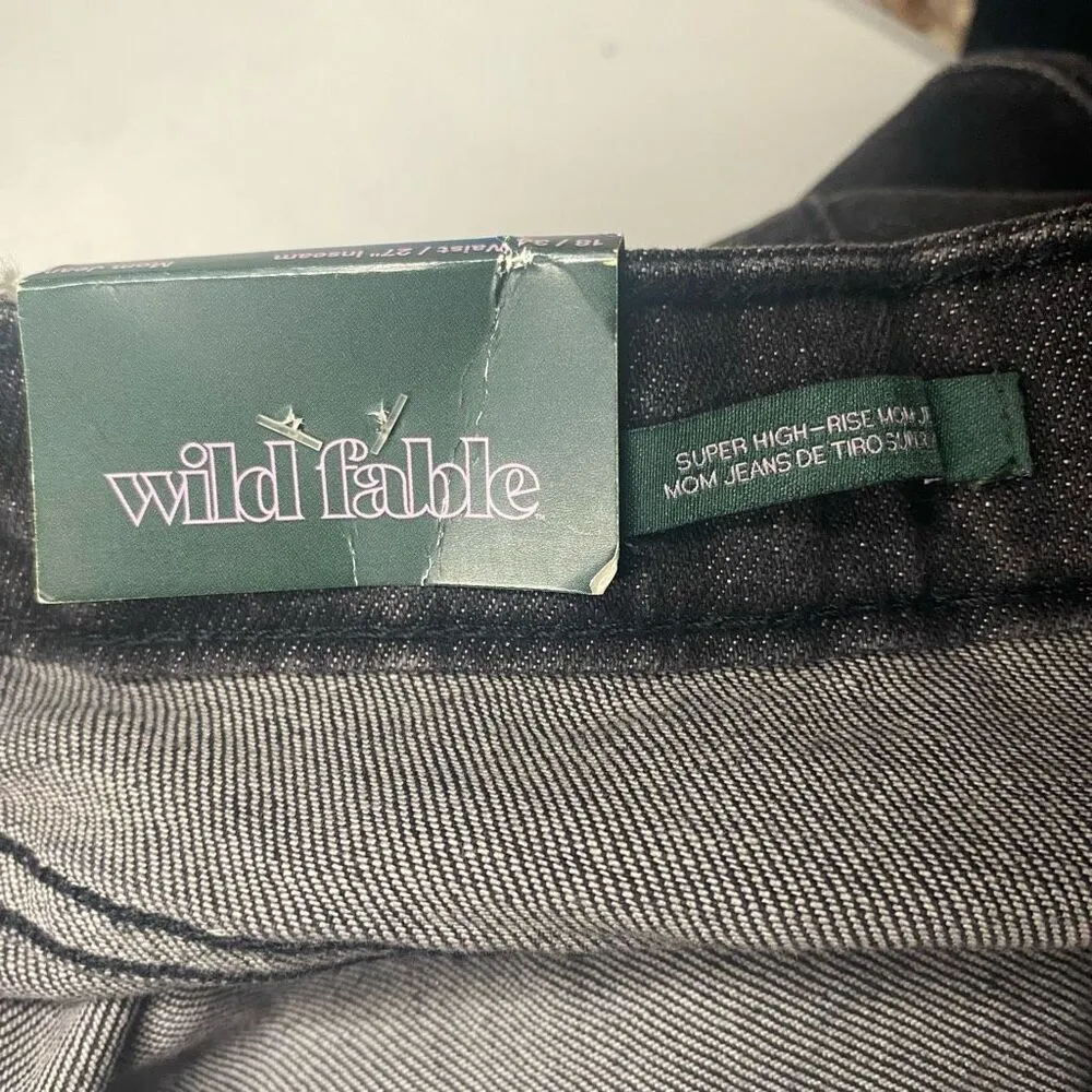 WILD FABLE Super‎ High Rise Mom Jean Size 18/34 Waist Inseam 27 Faded Black  SEE - Image 8