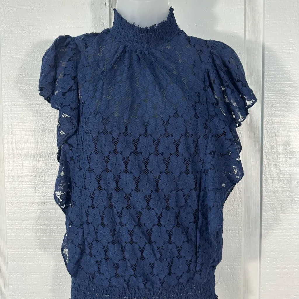 Cece Blue Lace Top Blouse Size Small NWT - Image 3