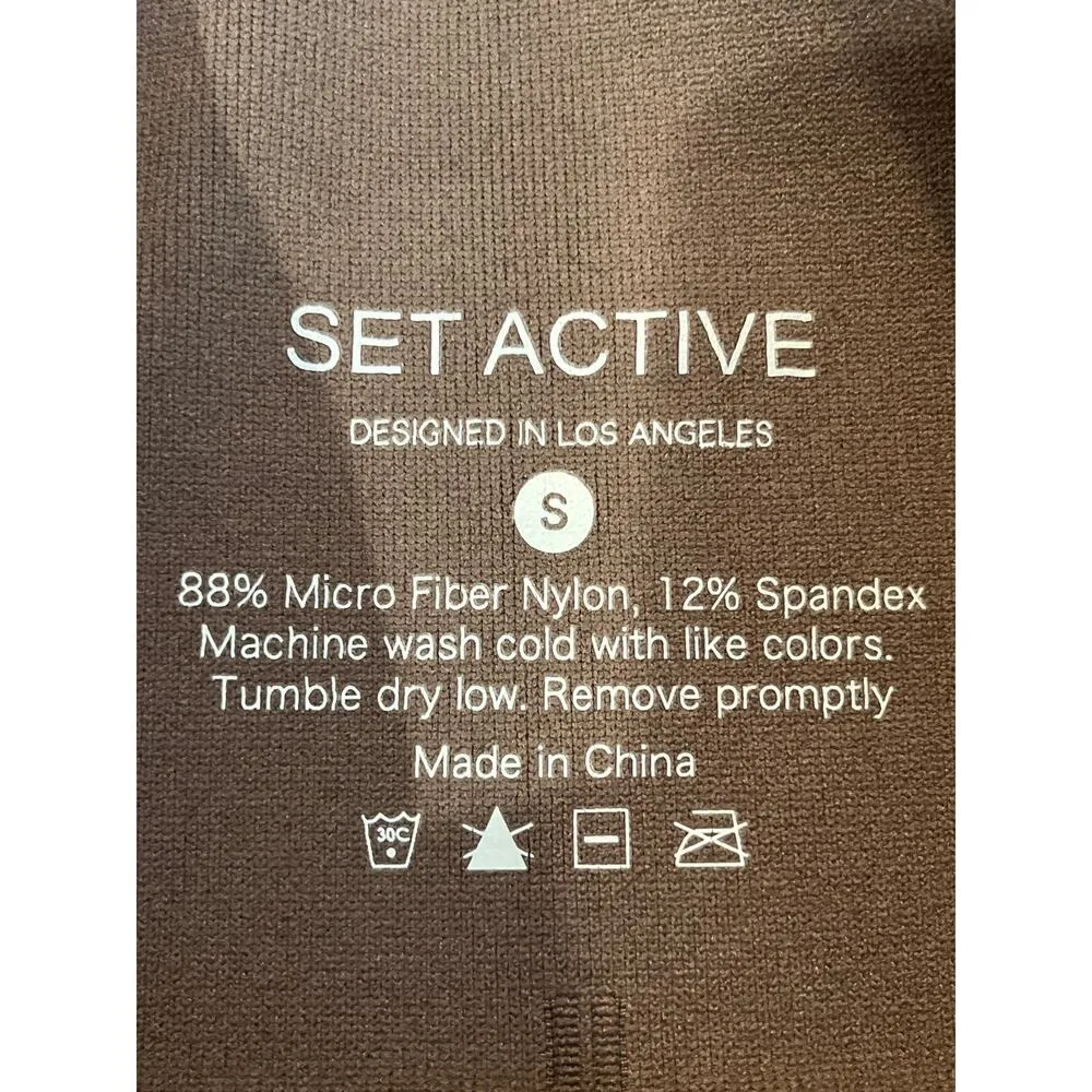 Set Active Cocoa Brown Leggings Size Small - Image 5