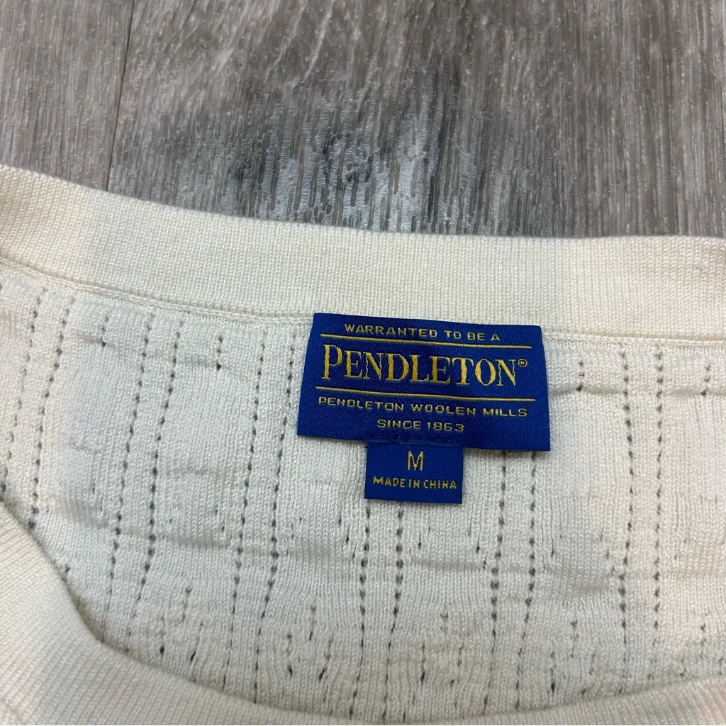 Pendleton Silk Blend Cream Neutral Cardigan Pullover Sweater Size Medium - Image 3