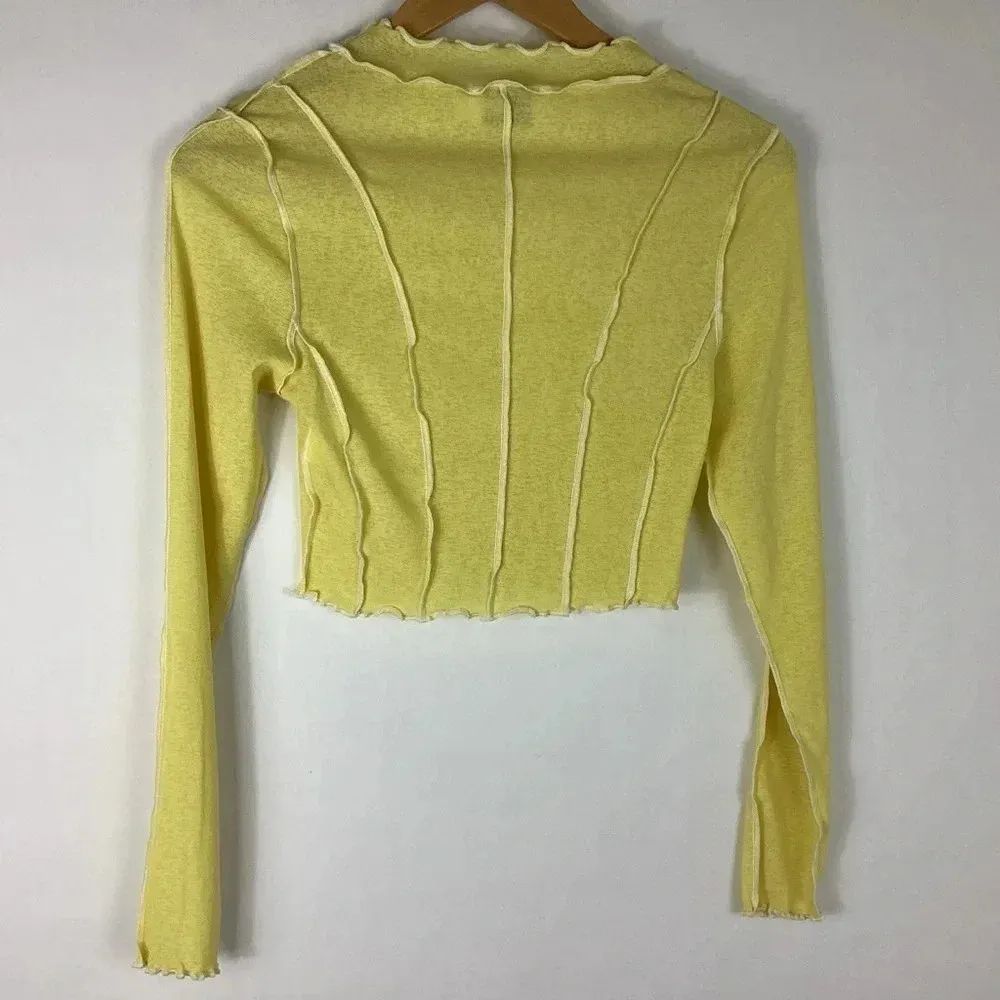 Twiin Cropped Sheer Top Medium Yellow - Image 6