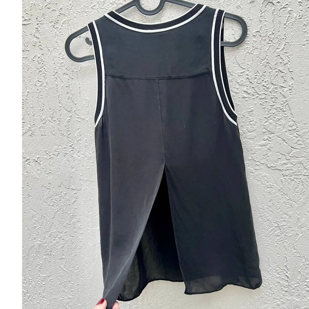 Rag & Bone Sleeveless Round Neck Contrasting Trim Tank Top Black Women's Size XS - Image 3