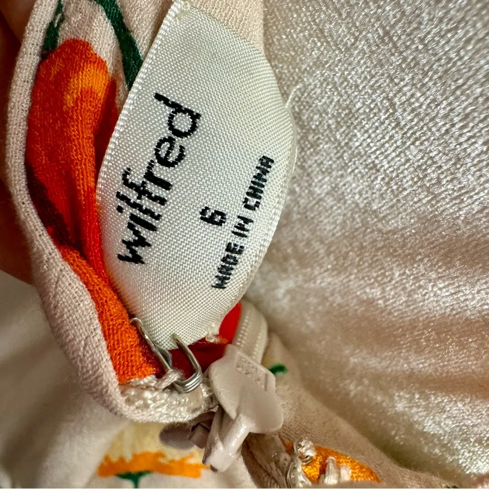 Wilfred Creneau Floral Print Sleeveless Slip Midi Dress Strappy Aritzia Cream 6 - Image 6