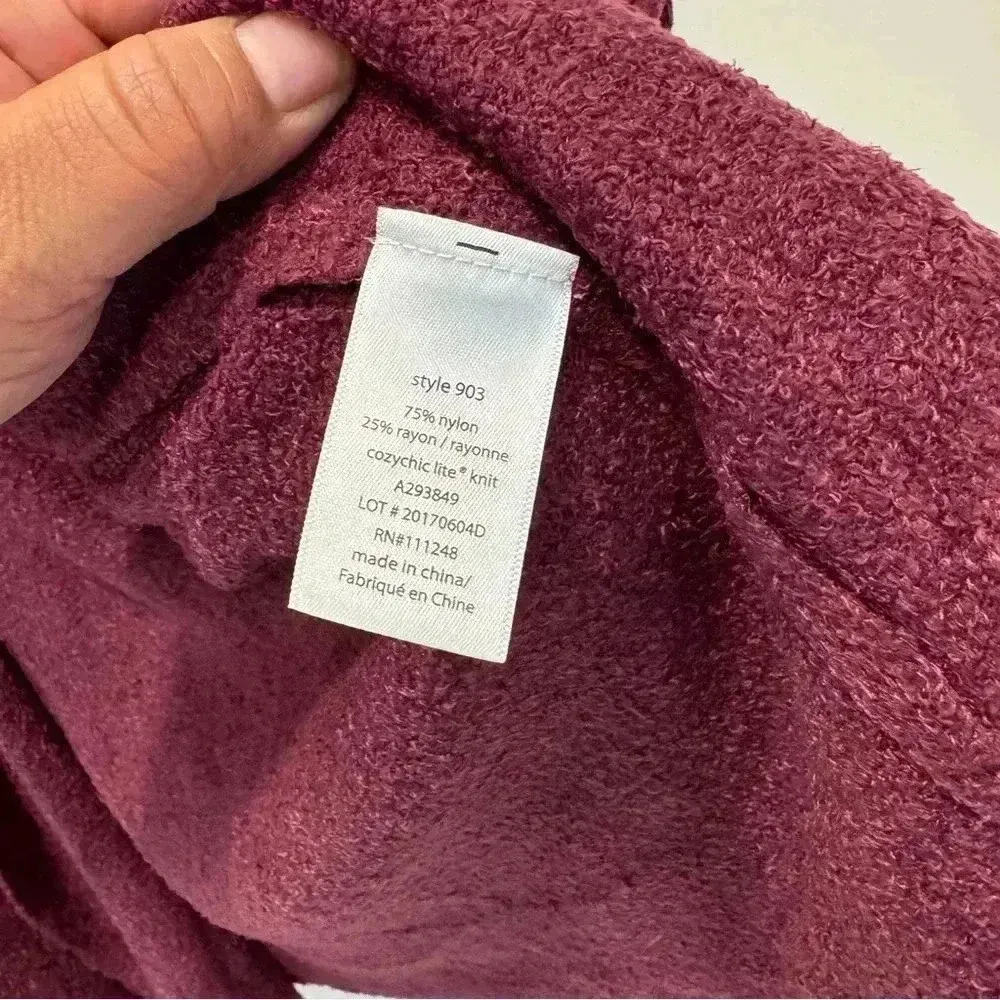 Barefoot Dreams Cozychic Lite Island Wrap Cardigan Sweater in Berry Wine Sz XXS - Image 5