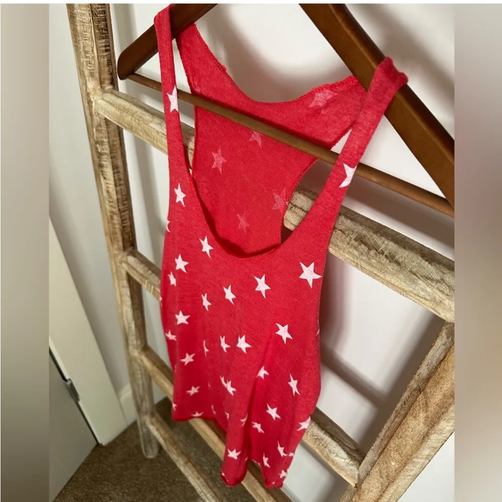 Alternative Red & White Star Tank Top Sz S EUC - Image 2
