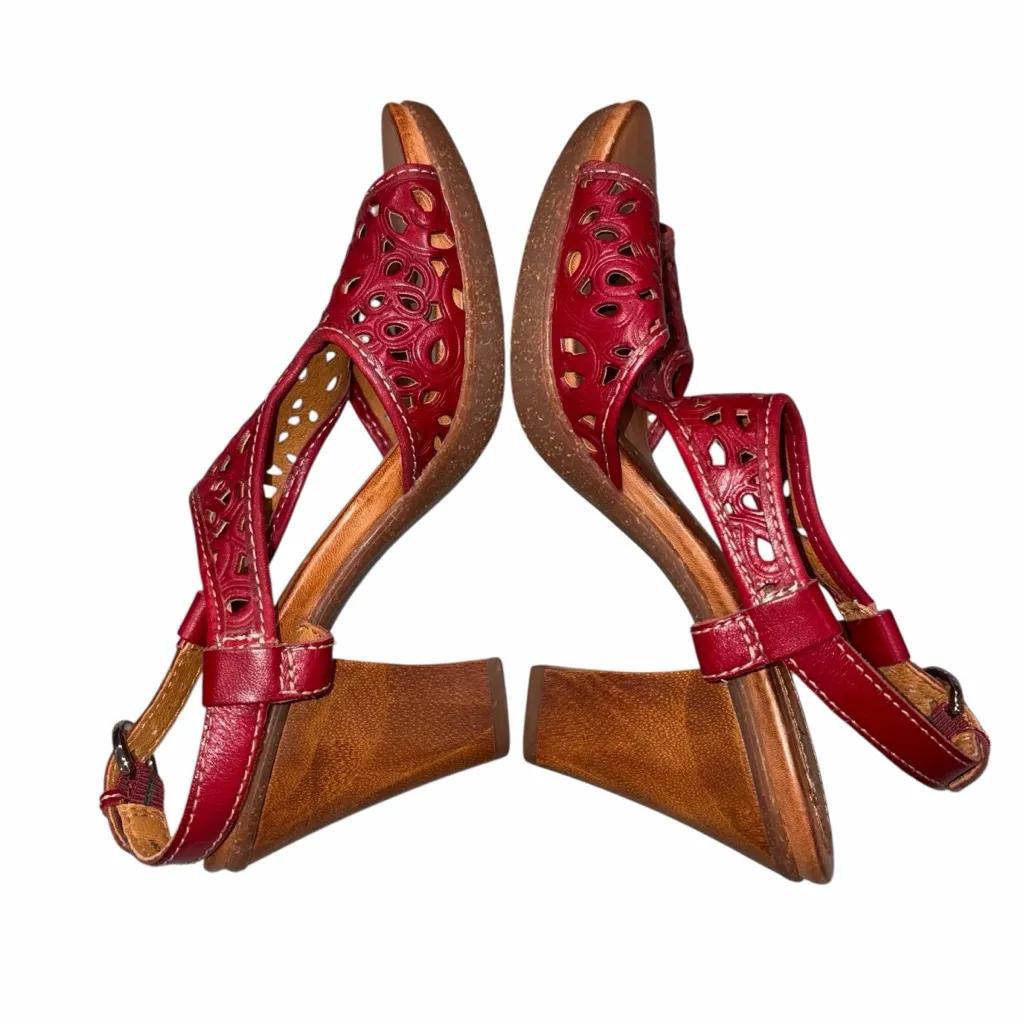 NEW Naya Red Leather Alpine Slingback Heeled Sandals Shoes size 7.5 - Image 8