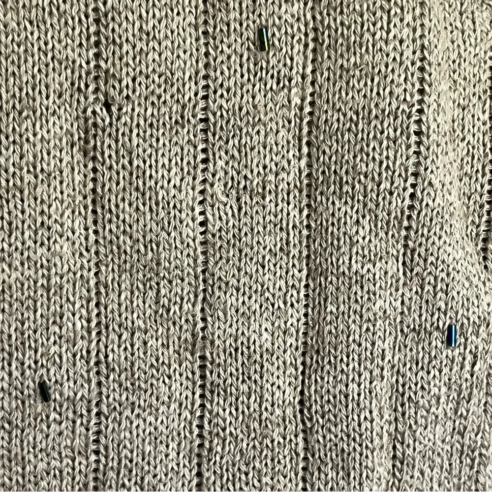 Vintage 90s Beige Linen Floral Cozy Cottagecore Knit Grandma Sweater Vest‎ Small Tan - Image 4