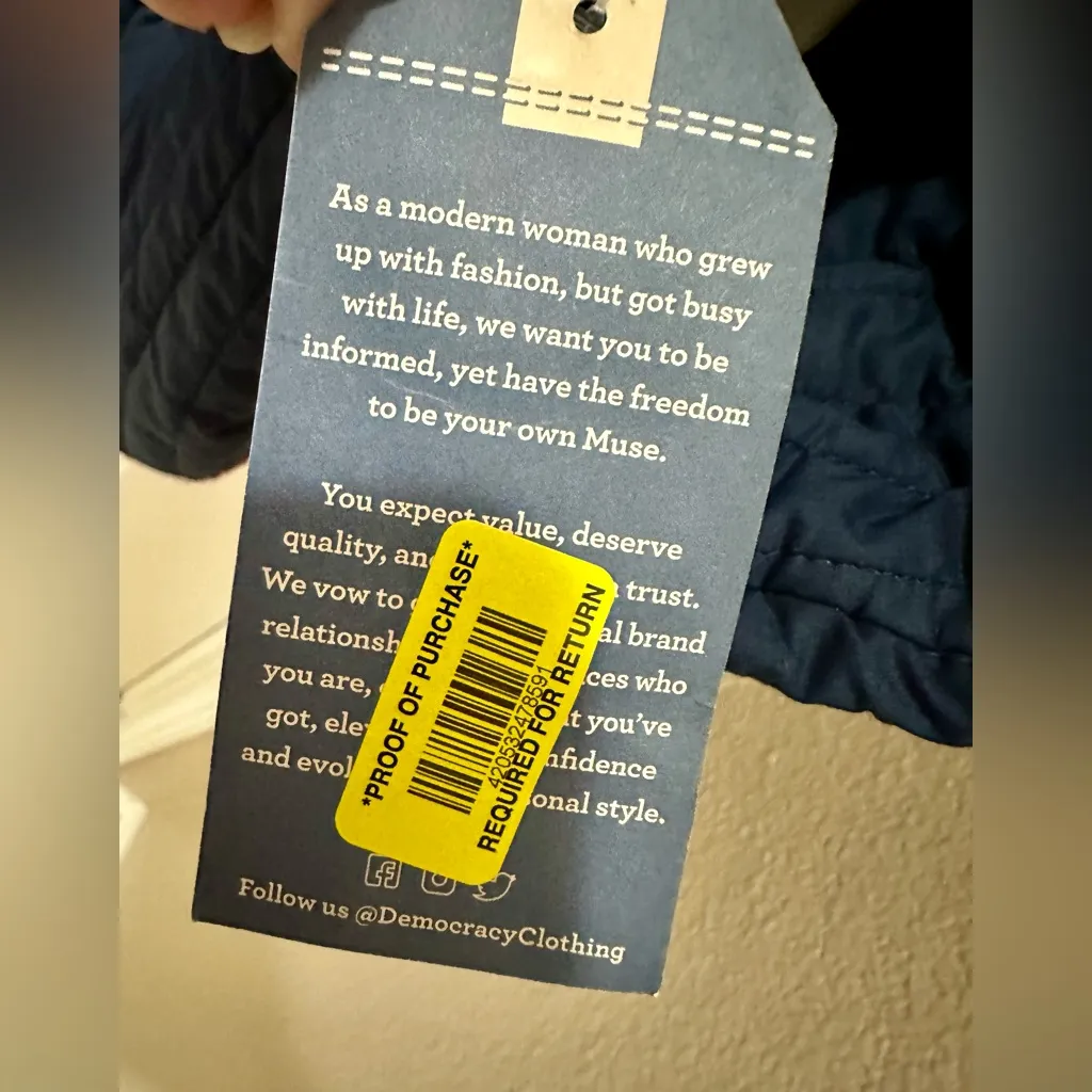 DEMOCRACY Cotton Long Sleeve Funnel Neck Quilted Embroidered Edge Jacket Small - Image 6