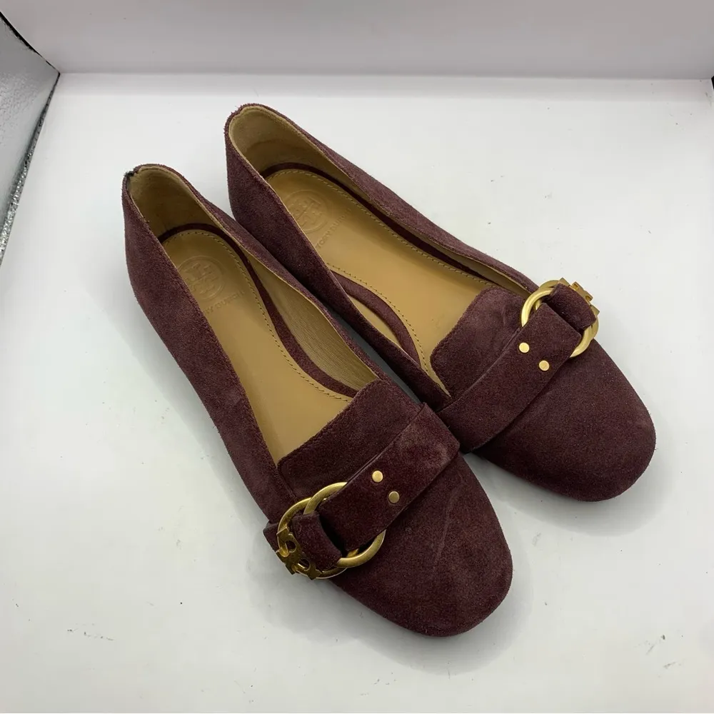 Women's 6 Tory Burch Marden Suede Flats Malbec Purple - Image 7