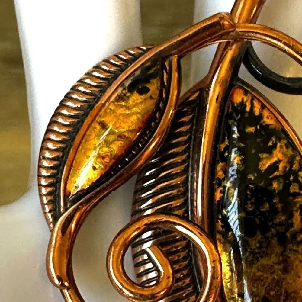 Matisse copper red foil vintage leaf brooch - Image 6