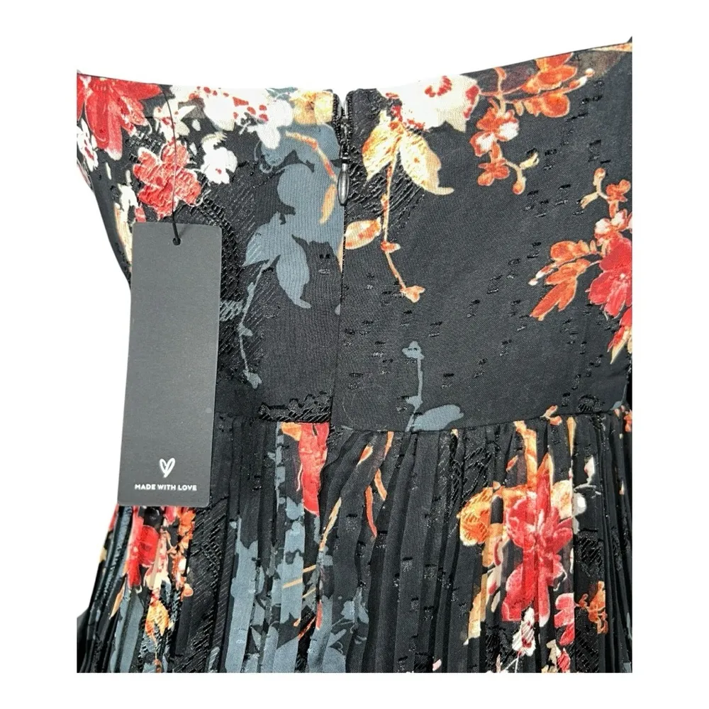 Lulus | Tier to Stay Black Floral Print Tiered Tie-Strap Midi Dress size M New - Image 11