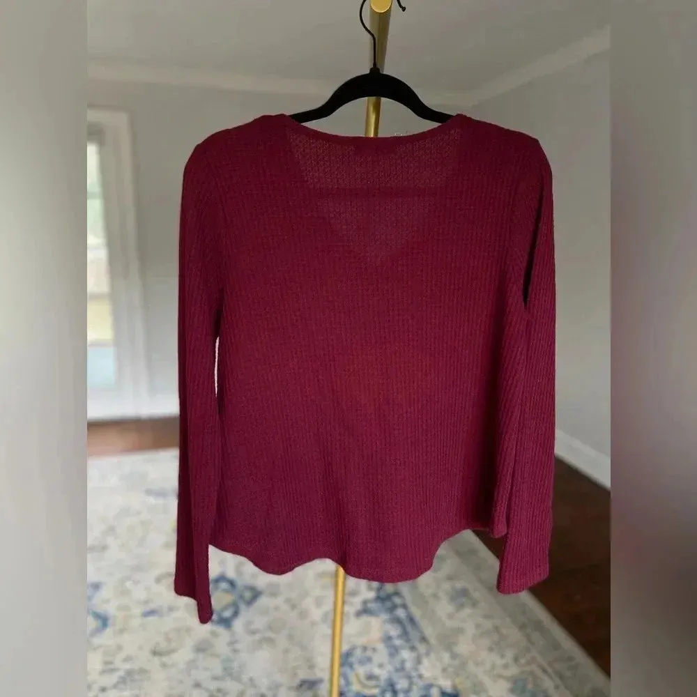Altar’d State Waffle Knit Sweater Pullover Cottagecore Cozy Thermal Winter Warm Red Size M - Image 3