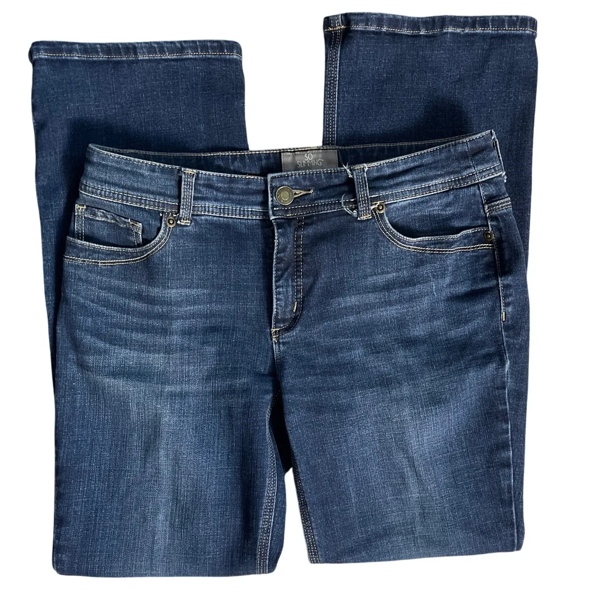 Chico’s So Slimming Dark Wash Barely‎ Bootcut Mid-Rise Stretchy Jeans Size 4 - Image 4