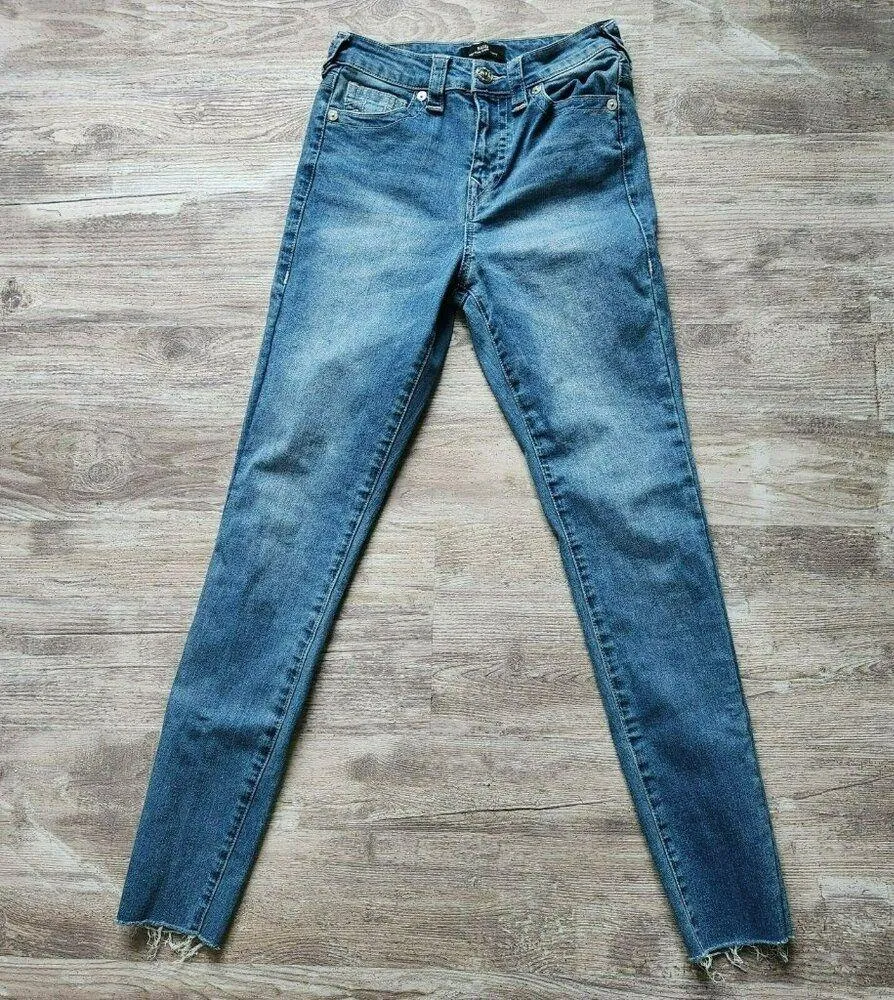True Religion Halle High Rise Super Skinny Jeans Size 27 Raw Hem Denim 206568 - Image 8