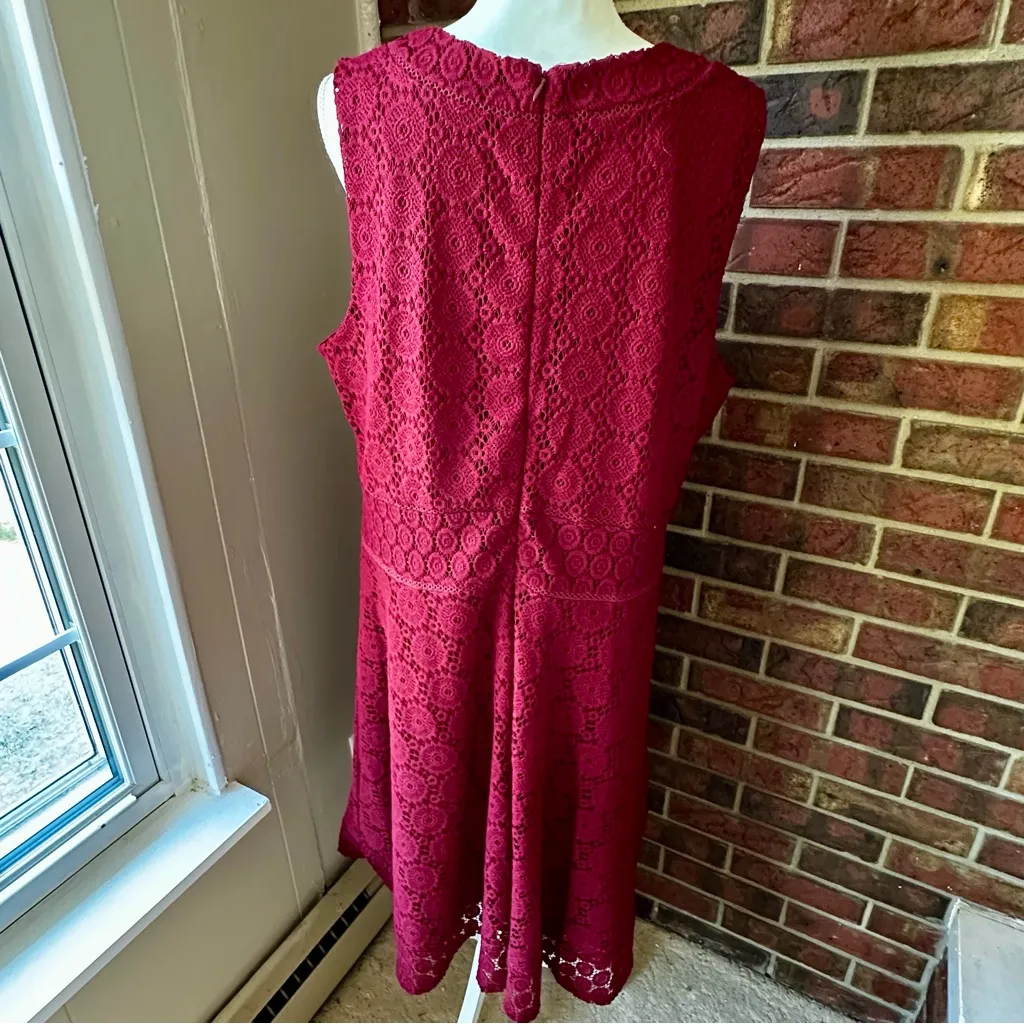 Charter Club Burgundy Lace Midi Dress Crochet Lace Flowers Boho Chic Witchy Vibe - Image 7