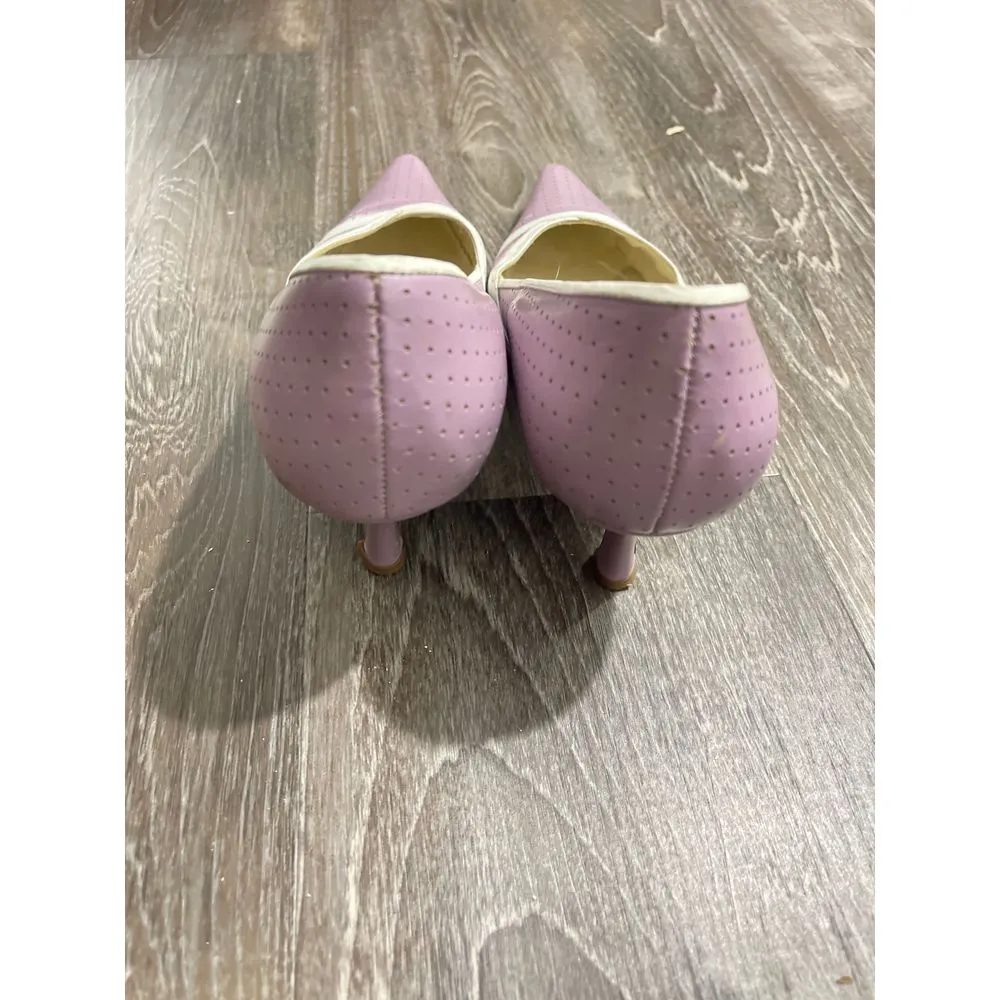 Elegant Lavender Pointed Toe Flats with‎ White Crossover S - Image 3
