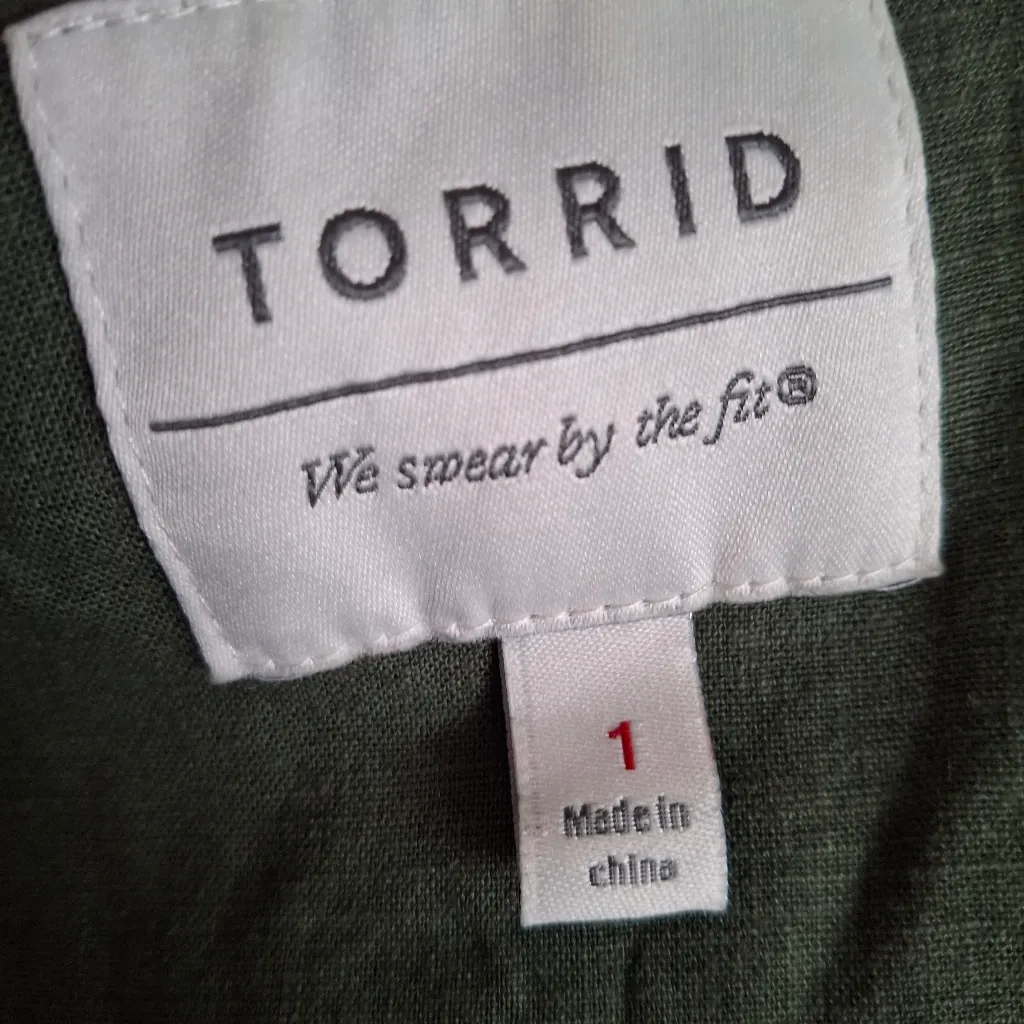 Torrid Olive Green Linen Self Tie Anorak WITHOUT Belt Plus 1 - Image 14