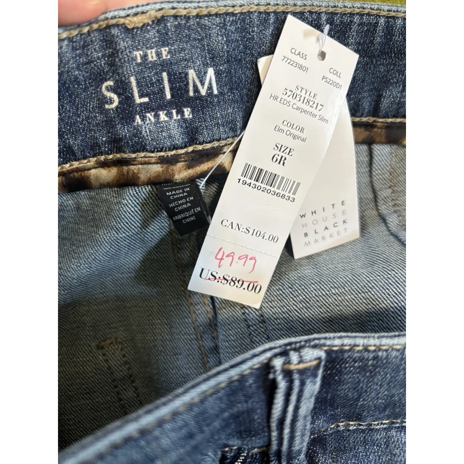 NWT White House Black Market The Slim Ankle Denim Jeans Size 6 Hammer Loop - Image 6